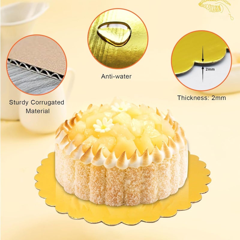 Aumodizzy 30 Pcs 8 inch Gold Cake Boards Round, Food-Graded Cardboard, Waterproof and Oil-Proof, Sturdy Corrugated, Ideal for Baking, Cake DIY, Dessert and Craftin - Image 3